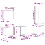 vidaXL Unité murale de TV 5 Pièces Bois Ancien Bois d'ingénierie