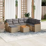 vidaXL Salon de jardin avec coussins 8Pièces mélange beige résine tressée