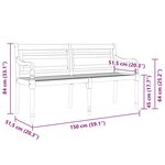 vidaXL Banc Batavia avec coussin crème 150 cm Bois de teck massif