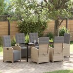 vidaXL Ensemble de salle à manger pour jardin 7 Pièces Beige polyrotin