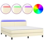 vidaXL Sommier tapissier et matelas et LED Crème 180x200 cm Similicuir