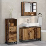 vidaXL Ensemble de mobilier de salle de bain 3 Pièces Bois Ancien
