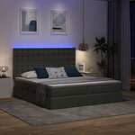 vidaXL Lit de rangement LED avec matelas Gris foncé 180 x 200 cm Tissu