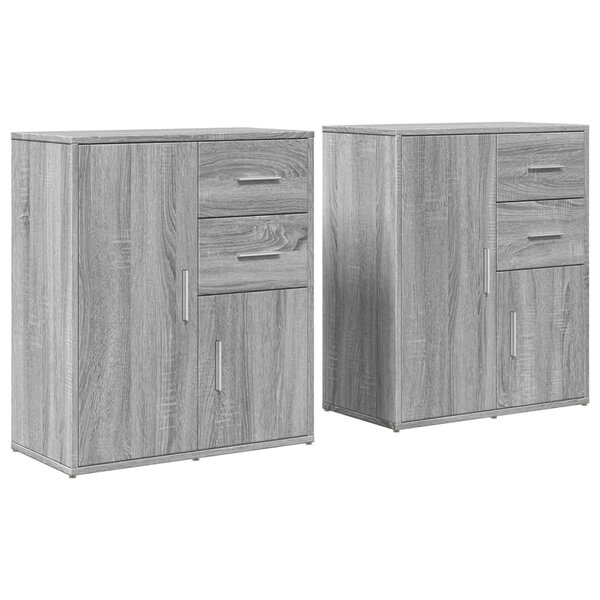 vidaXL Buffets 2 Pièces sonoma gris 60x31x70 cm bois d'ingénierie