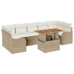 Set de 8 pièces de canapé de jardin avec coussins Beige en polyrotin Acacia