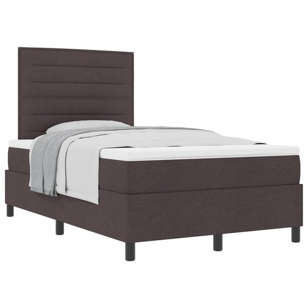 vidaXL Lit à ressorts avec matelas Marron foncé 120 x 200 cm tissu
