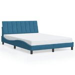 vidaXL Cadre de lit avec LED sans matelas Hanko bleu 140x200 cm velours