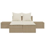 vidaXL Chaise longue double avec coussins beige résine tressée