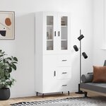 vidaXL Buffet haut Blanc 69 5x34x180 cm Bois d'ingénierie