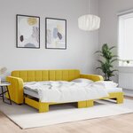 vidaXL Lit de jour avec lit gigogne jaune 90x200 cm velours