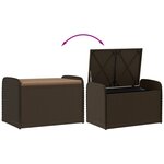 vidaXL Banc de rangement et coussin marron 80x51x52 cm résine tressée