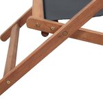 vidaXL Chaise pliable de plage Tissu et cadre en bois Gris
