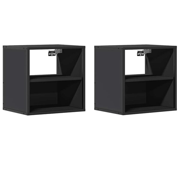 vidaXL Tables de chevet murales 2 Pièces noir 40x31x39 5 cm