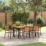 vidaXL Ensemble de salle à manger pour jardin 7 Pièces Noir