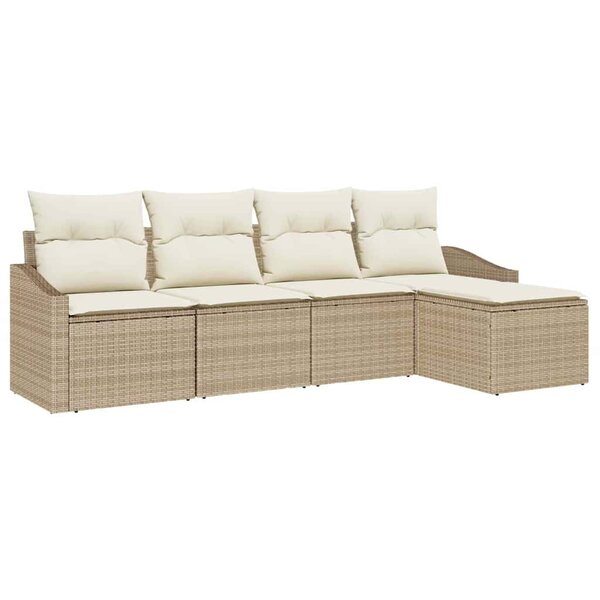 vidaXL Ensemble de canapé de jardin 5 Pièces Beige Poly rotin