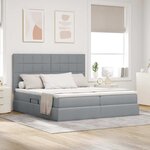 vidaXL Lit de rangement LED avec matelas Gris clair 180 x 200 cm Tissu