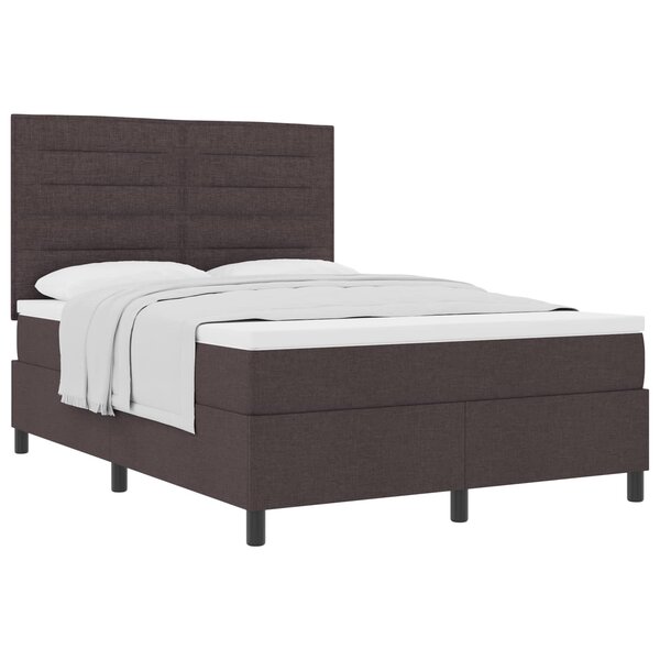 vidaXL Lit à ressorts avec matelas Marron foncé 140 x 200 cm tissu