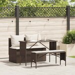 vidaXL Ensemble à manger de jardin 3 Pièces et coussins marron poly rotin