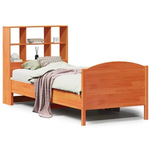vidaXL Lit bibliothèque sans matelas cire marron 90x200 cm pin massif