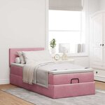 vidaXL Cadre de lit ottoman avec matelas rose 90x190 cm velours