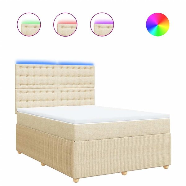 vidaXL Sommier à lattes de lit avec matelas Crème 160x200 cm Tissu