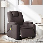 vidaXL Fauteuil de massage inclinable électrique Marron foncé Tissu