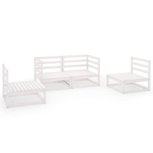 vidaXL Salon de jardin 4 Pièces Blanc Bois de pin massif
