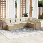vidaXL Salon de jardin avec coussins 8 Pièces beige résine tressée