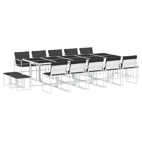 vidaXL Ensemble à manger de jardin avec coussins 15Pièces blanc textilène