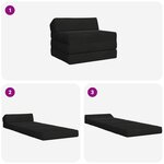 vidaXL Canapé-lit pliable Noir 200 x 70 x 10 cm Velours
