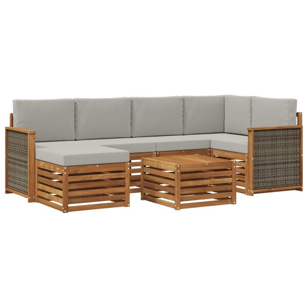 vidaXL Ensemble de canapés d'extérieur 6 pc Naturel et gris clair