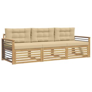 vidaXL Ensemble de canapés d'extérieur 3 pc Blanc et Beige Polyester