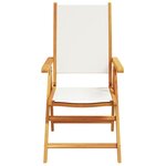 vidaXL Chaises de jardin lot de 2 blanc crème bois acacia massif tissu