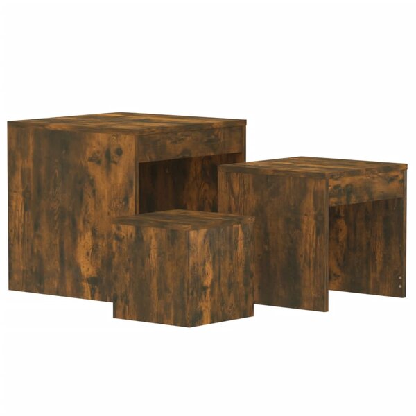 vidaXL Tables gigognes 3 Pièces Chêne fumé Bois d'ingénierie