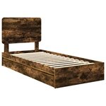 vidaXL Lit de Rangement Chêne fumé 90 x 200 cm Bois d'ingénierie