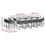 vidaXL Ensemble à manger de jardin et coussins 13 Pièces beige