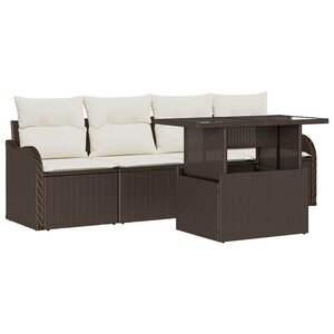 vidaXL Ensemble de canapé de jardin 5 Pièces Marron Poly rotin
