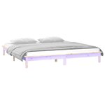 vidaXL Cadre de lit à LED sans matelas 140x190 cm bois massif