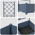 vidaXL Jardinière avec treillis grise 40x40x125 5 cm