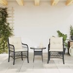 vidaXL Chaises de jardin avec coussins lot de 2 noir résine tressée