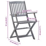 vidaXL Chaises pliables d'extérieur lot de 8 et coussins Bois d'acacia