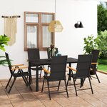 vidaXL Ensemble à manger de jardin 7 Pièces noir et marron