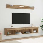 vidaXL Ensemble de meuble TV mural avec LED 5 Pièces Chêne artisanal