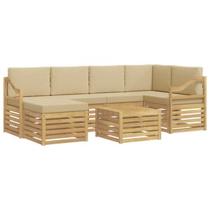 vidaXL Ensemble de canapés d'extérieur 7 Pièces Blanc et Beige Polyester