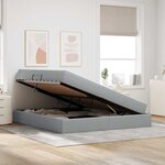 vidaXL Lit avec rangement et matelas Gris clair 160 x 200 cm Polyester