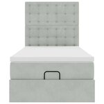 vidaXL Cadre de lit ottoman et matelas gris clair 100x200 cm velours