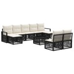 vidaXL Ensemble de canapé de jardin 10 Pièces Noir polyrotin