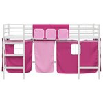 vidaXL Cadre de Lit Mezzanine pour Enfants avec Rideaux Blanc et rose
