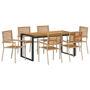 vidaXL Ensemble de salle à manger pour jardin 7 Pièces Beige et Marron
