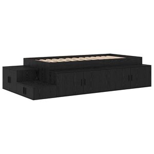 vidaXL Cadre de lit avec rangement Chêne noir 80 cm Bois d'ingénierie